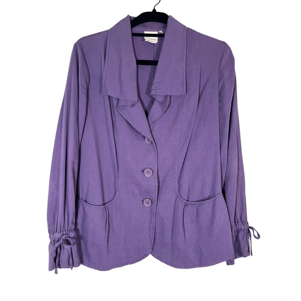 Lantana Casual Jacket Purple L Ribbed Loungewear Comfy Stretch Chic Classic 80s‎